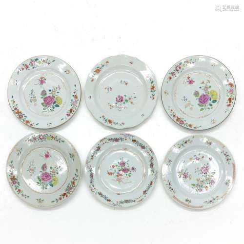 A Lot of 6 Famille Rose Decor Plates