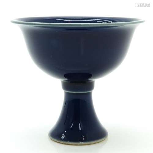 A Blue Glaze Monochrome Stem Cup