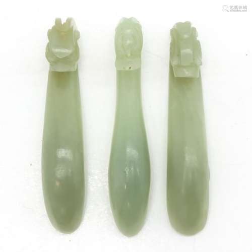 A Lot of 3 Carved Jade Clasps