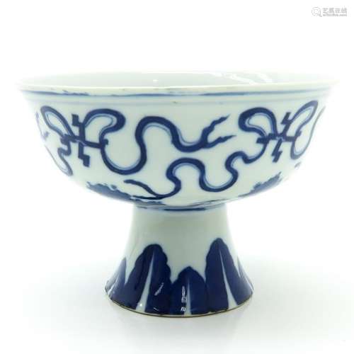 A Blue and White Decor Stem Cup