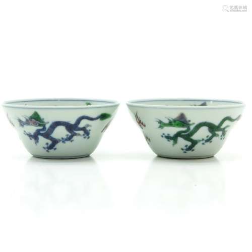 A Pair of Doucai Decor Cups