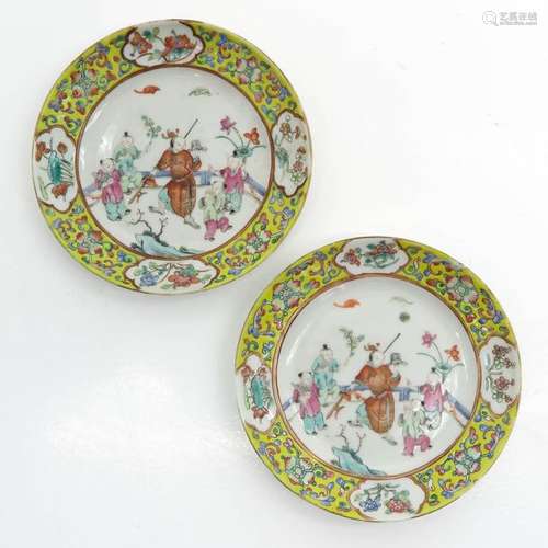 A Pair of Famille Rose Plates