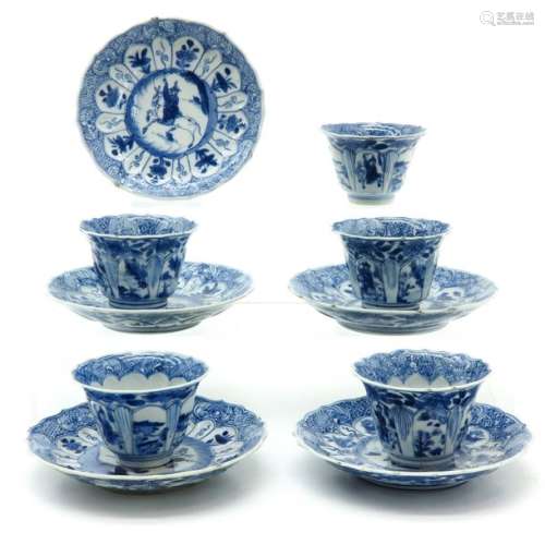 A Series of 5 Cups and Saucers