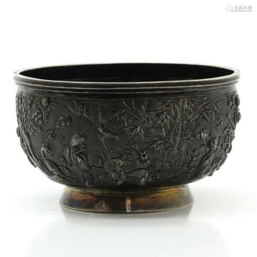 A Chinese Silver Relief Decorated Bowl