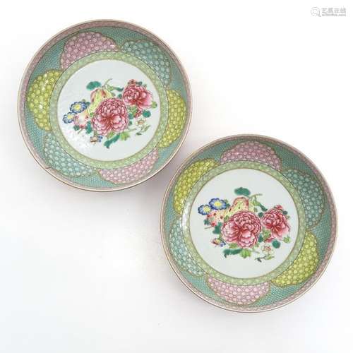 A Pair of Famille Rose Plates