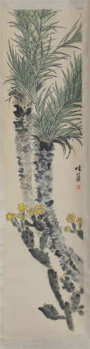 CHINESE SCROLL PAINTING OF FLOWER AND TREE