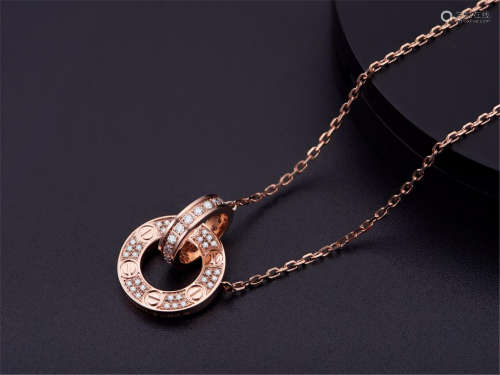 CARTIER LOVE 18K ROSE GOLD DIAMOND NECKLACE