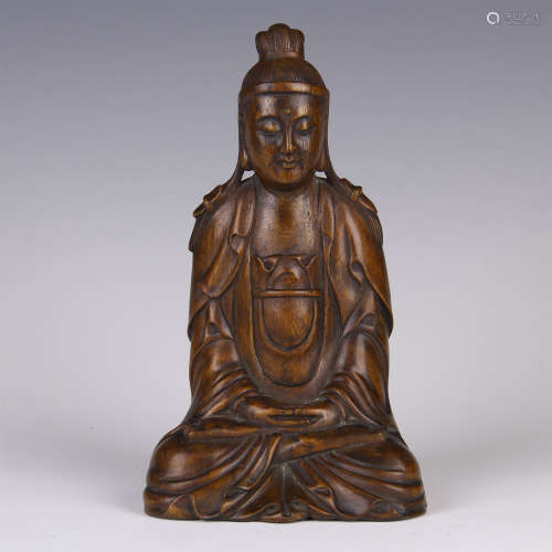CHINESE AGALWOOD SEATED GUANYIN