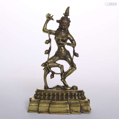 CHINESE GILT BRONZE STANDING GUANYIN