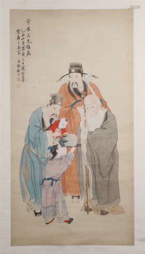 CHINESE SCROLL PAINTING OF FOUR FIGURES