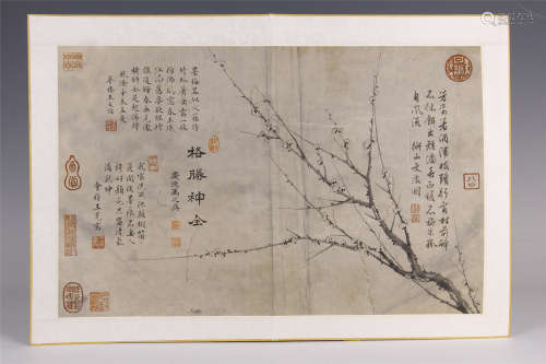 CHINESE SCROLL PAINTING OF PLUM BLOSSOMMING WITH CALLIGRAPHY