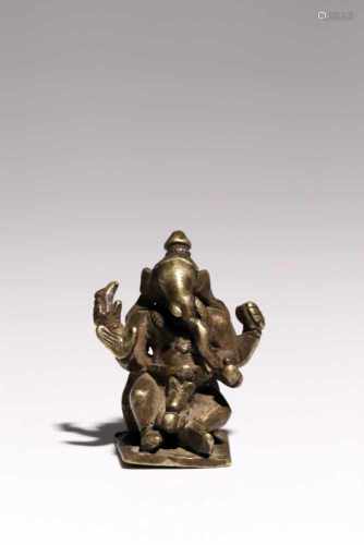 Ganesha on NandiBronzeIndia17th ctH: 6 cmGanesha riding on white bull Nandi. In his two raised hands