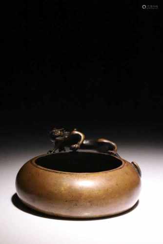 Incense BurnerBronzeChina19th ctH: 5 cmIncense burner with a two-tailed mythical tiger attached to