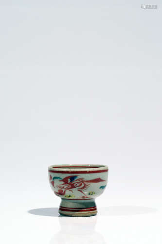 CupClay paintedChina19th ctH: 9 cmA delicately glazed cup with red border lines on top and bottom,