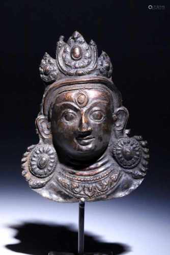 Bhairava MaskCopper repousseNepal17th ctH: 19 cmBhairava is the angry incarnation of Shiva. He has