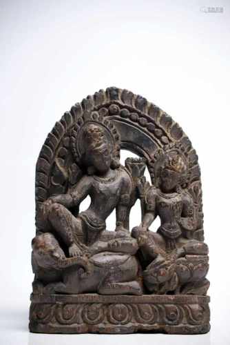 Indra & IndraniWood carvedNepal17th ctH: 29 cmIndra is a vedic deity in hinduism, the God of