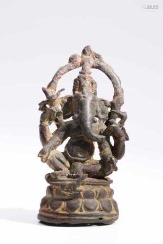 GaneshaBronze,India, 10th / 11th century, Pala Dynasty,H: 10 cmA four-armed Ganesha sitting on a