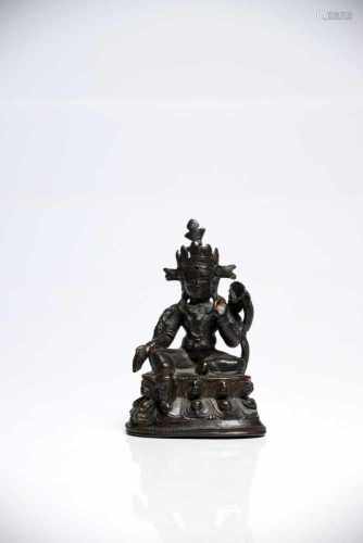 Green TaraBronzeTibet13th ctH: 10 cmGreen Tara is a peaceful Bodhisattva from Tibetan buddhism in