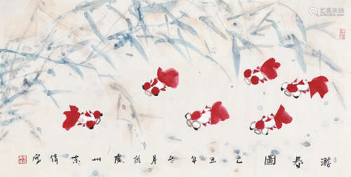 李东伟（b.1961） 游春图 镜片 设色纸本