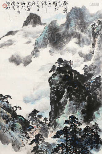 陈洞庭（1929～1987） 山峰秀色 镜片 设色纸本