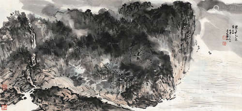 吴静山（b.1943） 轻舟已过万重山 镜片 设色纸本