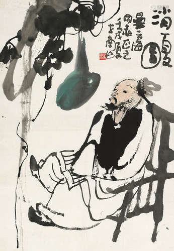 李世南（b.1940） 消夏图 镜片 设色纸本