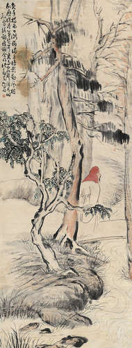 孙雪泥（1889～1965）  钱瘦铁（1897～1967） 山水人物 立轴 设色纸本