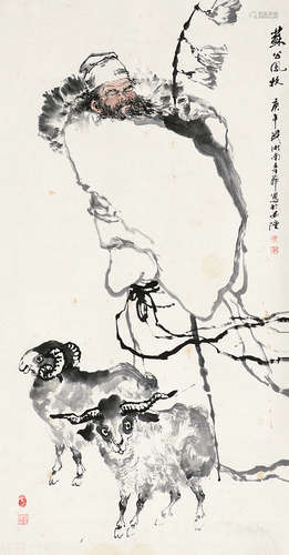 季从南（b.1935） 苏公风牧 立轴 设色纸本