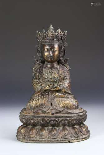 Chinese Bronze Figure of Manjushri