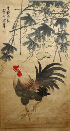 Chinese Scroll Painting of Chicken