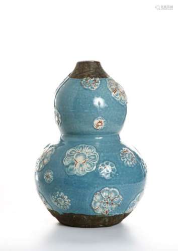 Chinese Turquoise Glazed Double Gourd Vase