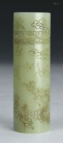 Chinese Jade Cylinder Box