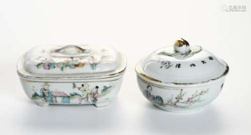 Two Chinese Famille Rose Boxes and Covers