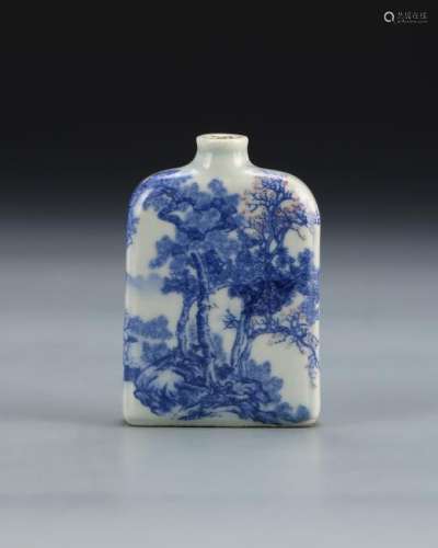 Chinese Blue and White Square Snuff Bottle