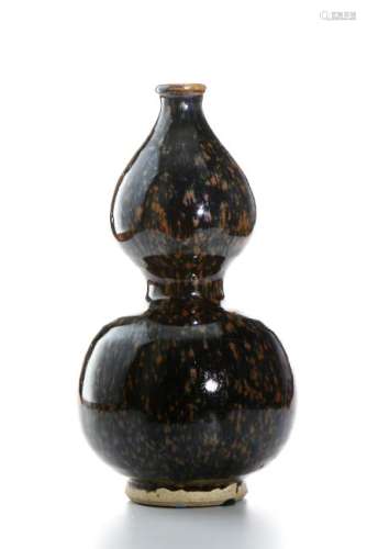 Black Glazed ÂPartridge FeatherÂ Double-Gourd Vase