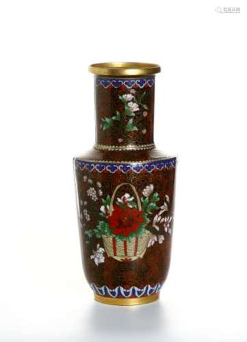 Chinese Cloisonne Rouleau Vase
