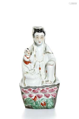 Chinese Famille Rose Figure of Guanyin