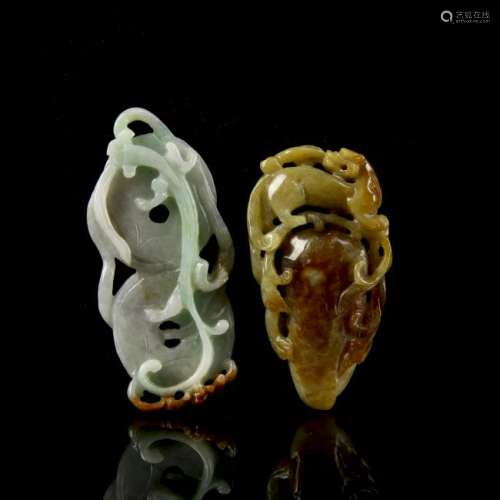 Two Chinese Jade and Jadeite Pendants