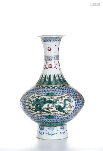 Chinese Famille Rose 'Dragon' Bottle Vase