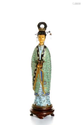Chinese Cloisonne Figure of Lady