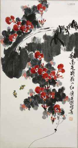 Chinese Scroll Painting of Flowers