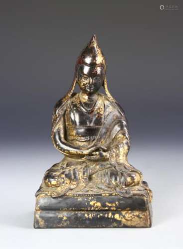 Mongolian Gilt-Bronze Figure of Gelukpa Lama