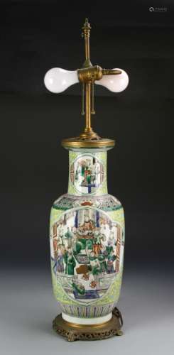 Chinese Famille Rose Vase Converted Lamp