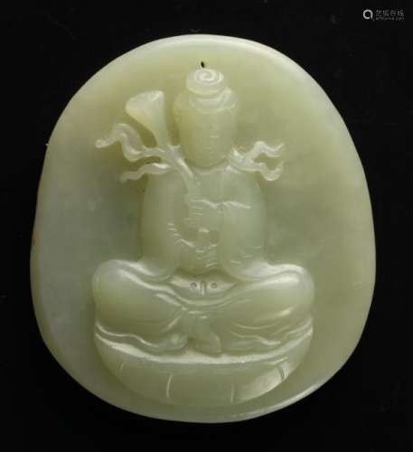 Chinese Jade Carved Guanyin Pendant