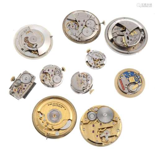 A group of ten assorted watch movements, to include