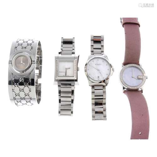 A group of four assorted lady's Gucci watches. All