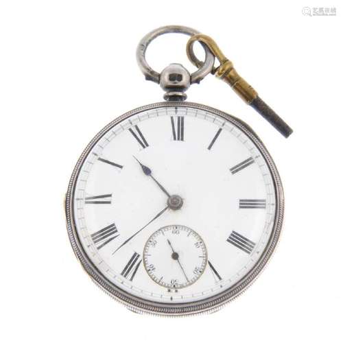 An open face pocket watch. Silver case, hallmarked