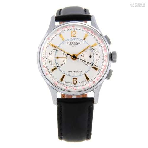 STRELA - a gentleman's chronograph wrist watch. Nickel