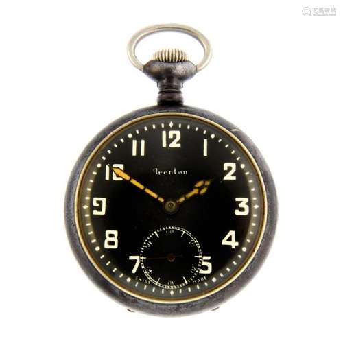 An open face military issue pocket watch by Trenton.