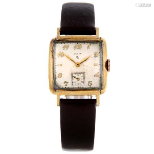 ELGIN - a gentleman's De-Luxe wrist watch. Gold plated